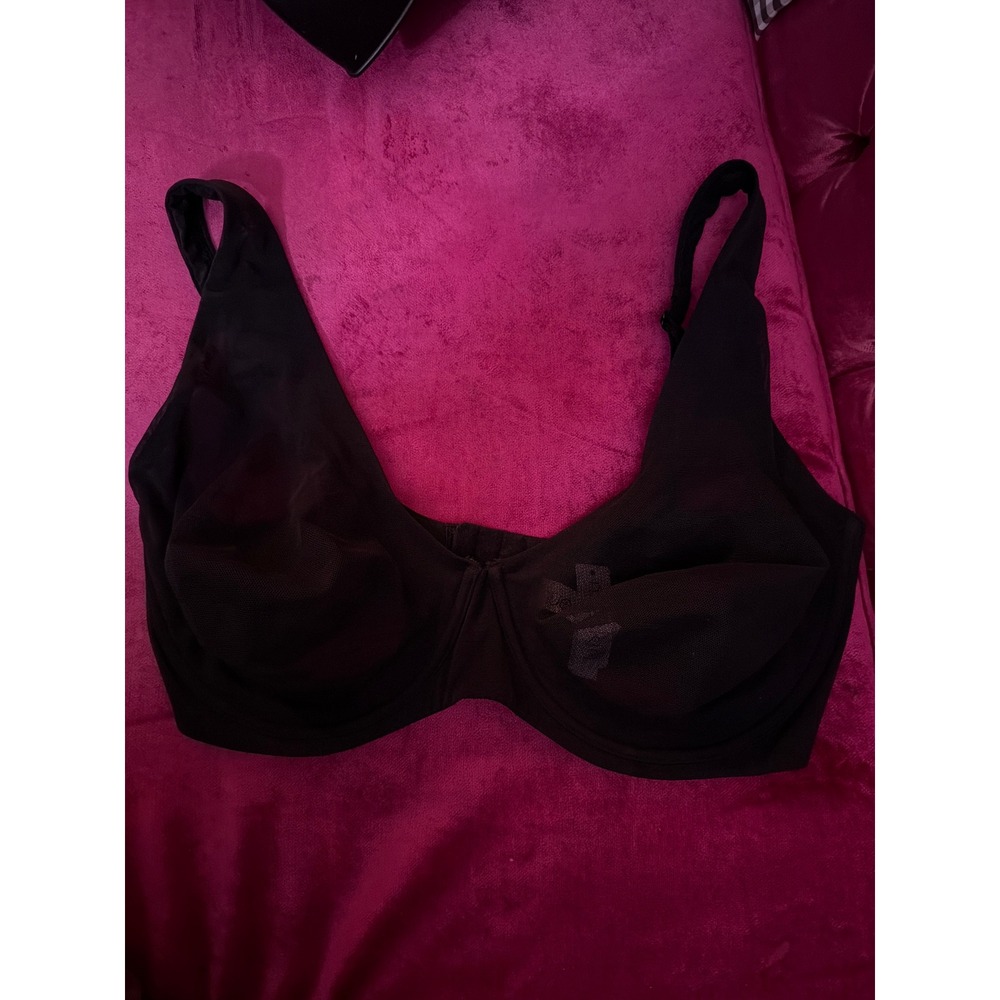 Nueskin Jet Black Mesh Triangle Underwire Bra 38G BOG-BR-10560-TRI-JETBLK-38G